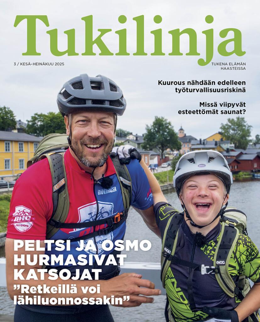 Tukilinja-lehden kansi. Kuvassa ovat Mikko ja Osmo Peltola.